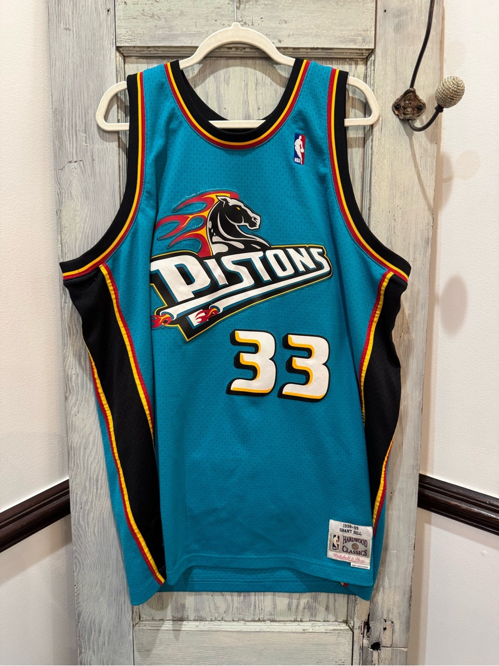 Grant Hill #33 Detroit Pistons Teal 1998-99 NBA Season Throwback Jersey XXL